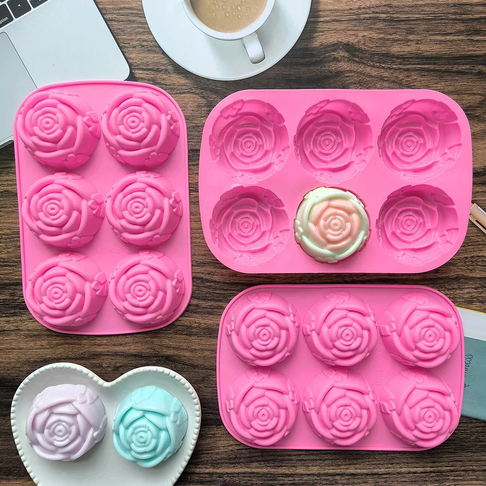 Soap Mold Silicone Loaf - 6 Holes Flower Rose Handmade Soap