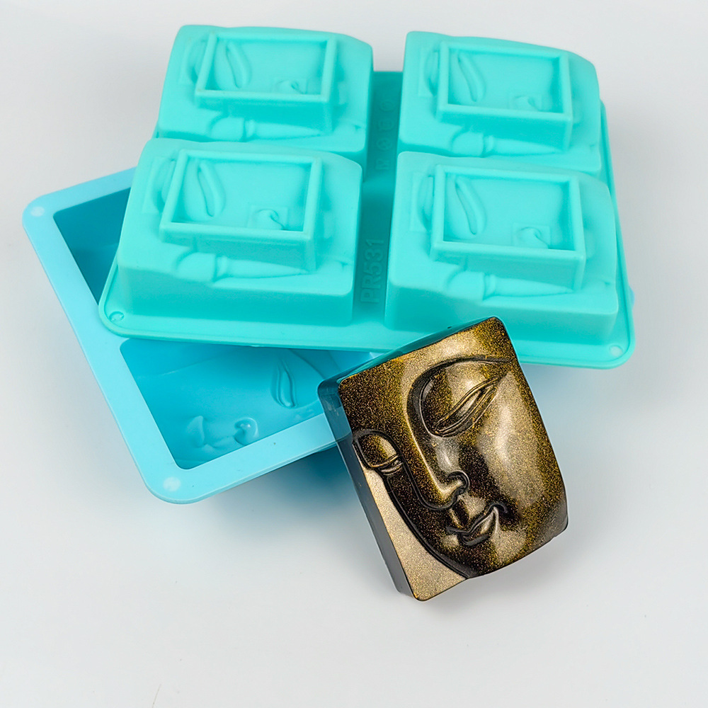 Soap Mold Silicone Loaf - 4 Holes Buddha Portrait Soap Mold