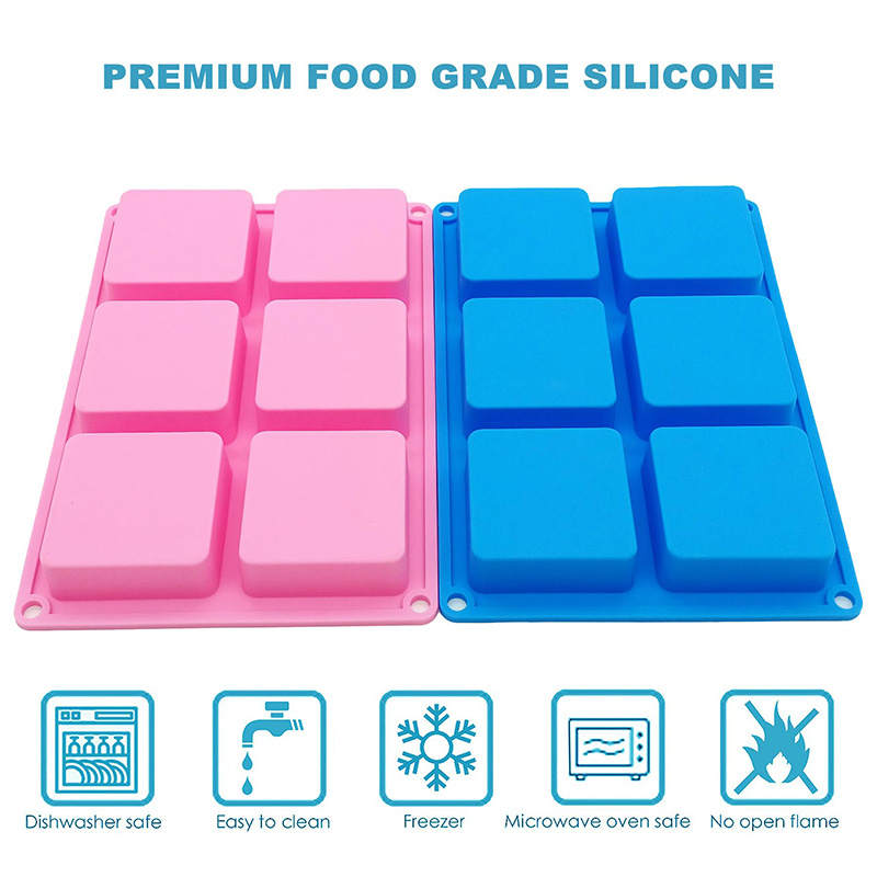 Square Soap Molds 6-Cavity Non - Soap Mold Silicone Loaf reseña y precio